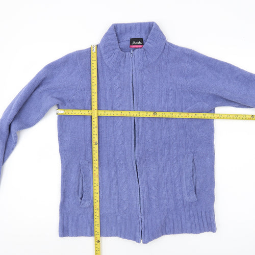 Arista Womens Purple Cable Knit Full Zip Cardigan Jumper M