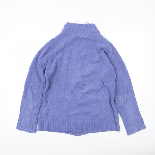 Arista Womens Purple Cable Knit Full Zip Cardigan Jumper M