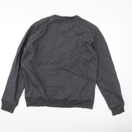 Common People Men’s Grey Pullover Sweatshirt M Cable Knit Panel