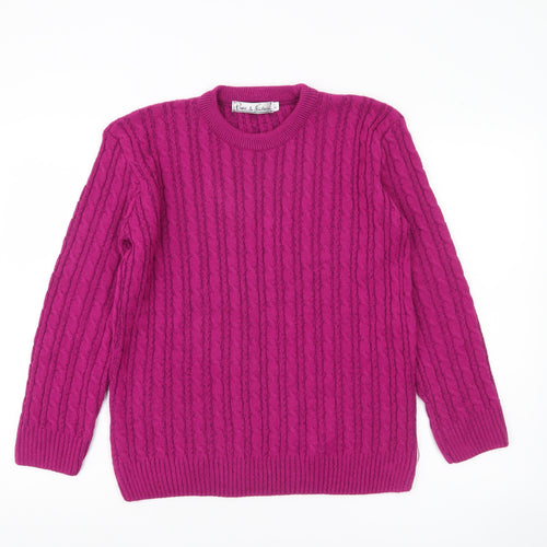 Pure & Natural Womens Purple Cable-Knit Jumper Size 2 M/L