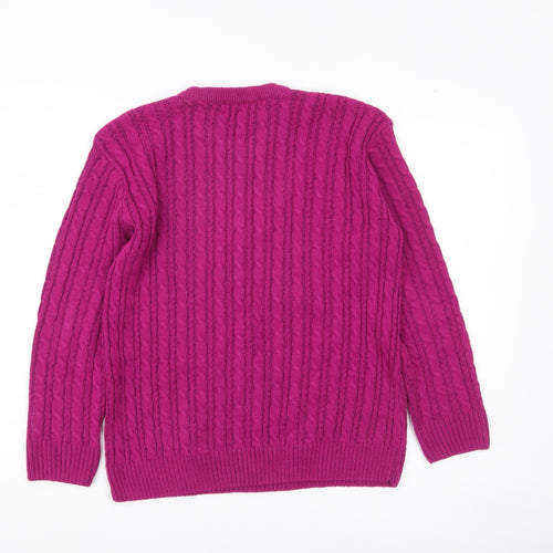 Pure & Natural Womens Purple Cable-Knit Jumper Size 2 M/L