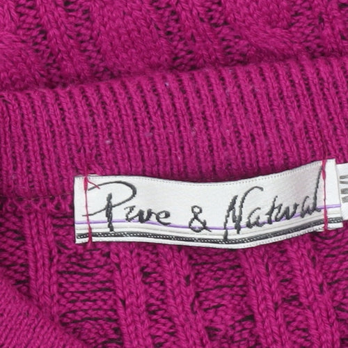 Pure & Natural Womens Purple Cable-Knit Jumper Size 2 M/L