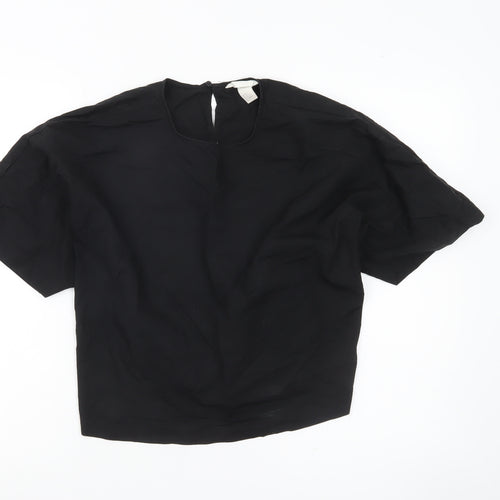 H&M Womens Black Size 10 Blouse Dolman Lace Up Viscose Top