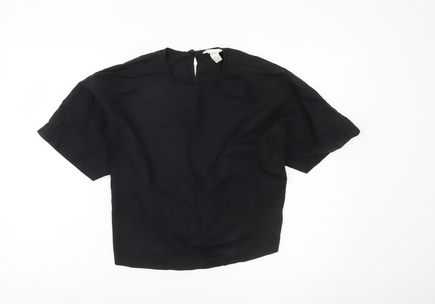 H&M Womens Black Size 10 Blouse Dolman Lace Up Viscose Top
