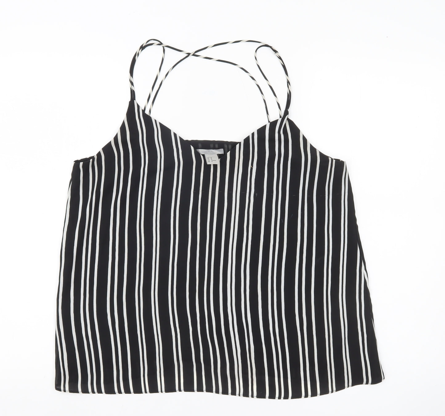H&M Womens Black Striped Camisole Tank Top Size 12