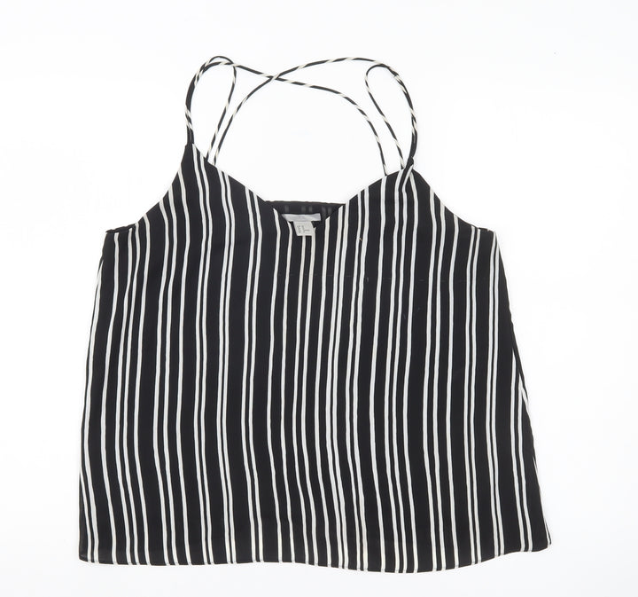 H&M Womens Black Striped Camisole Tank Top Size 12