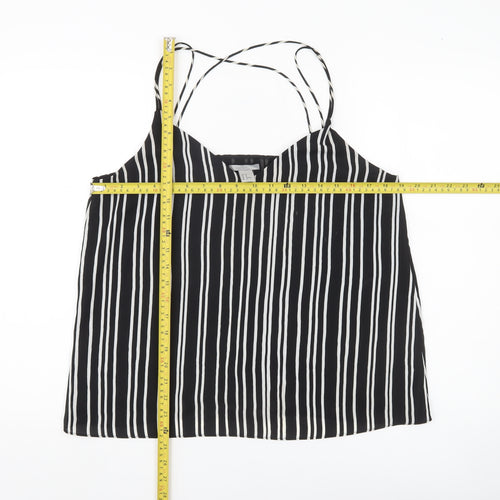 H&M Womens Black Striped Camisole Tank Top Size 12