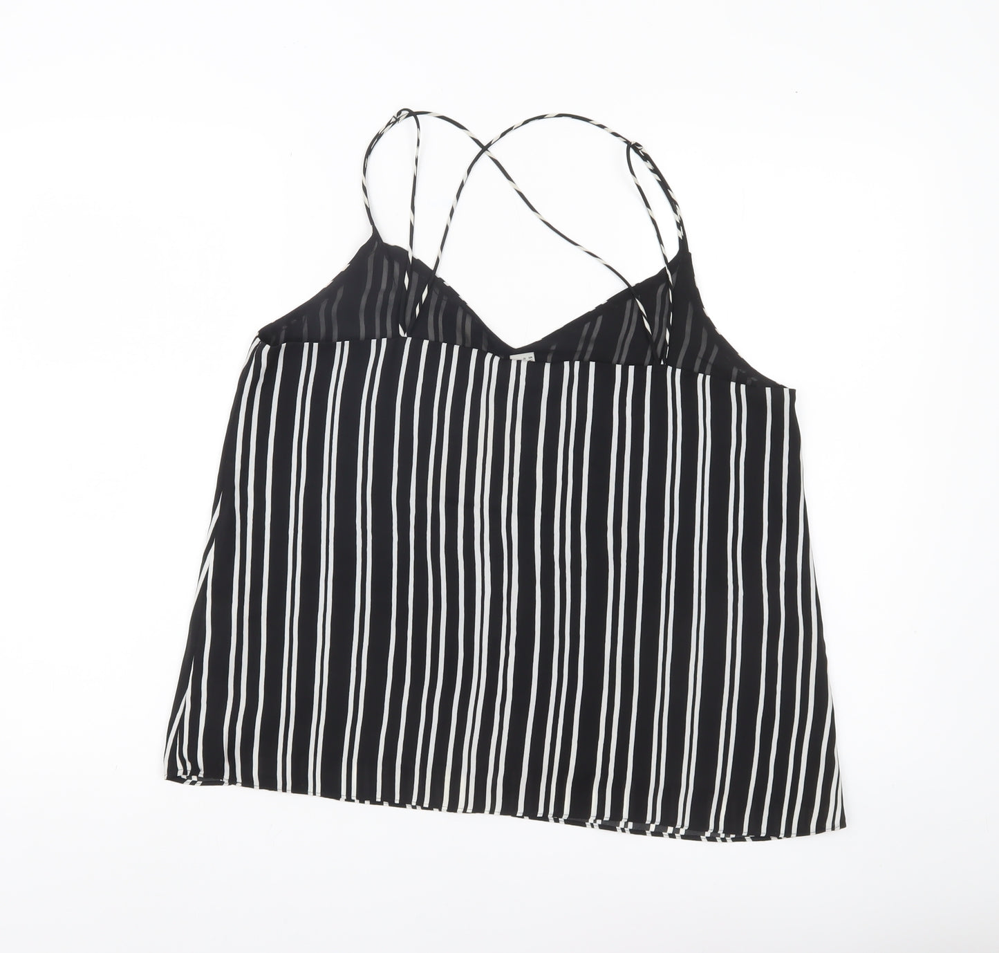 H&M Womens Black Striped Camisole Tank Top Size 12