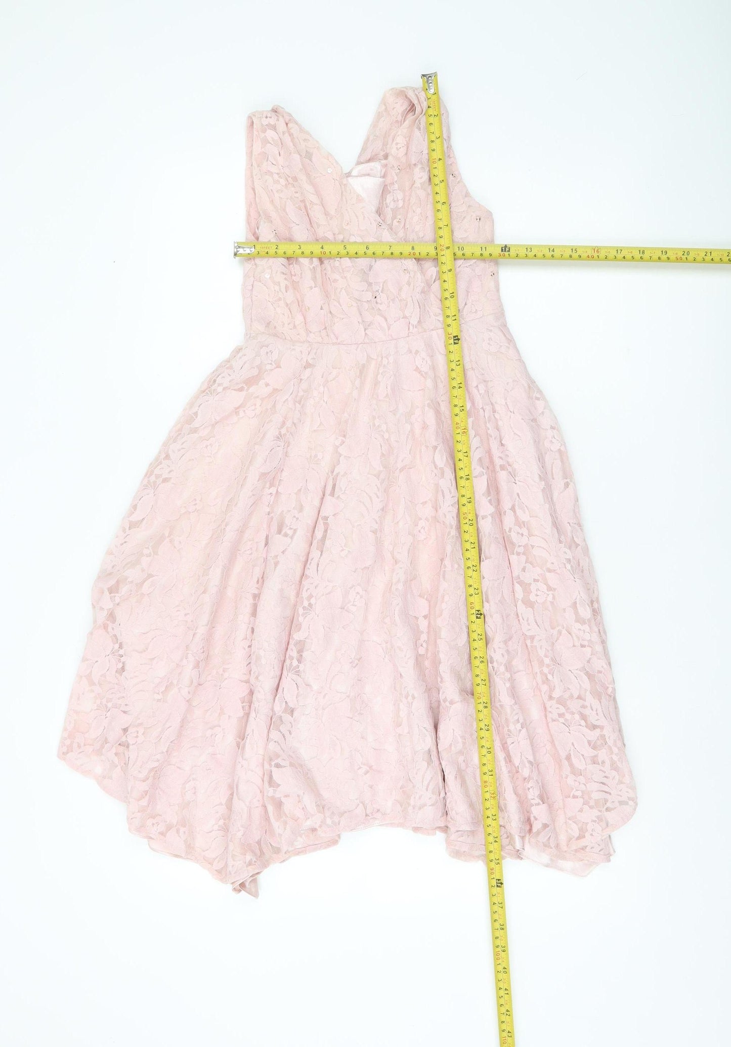 Monsoon Girls Pink Lace A-Line Party Dress 11 Years Sleeveless V-Neck