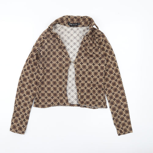 Motel Womens Brown Geometric Cropped Button-Up Shirt XS