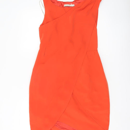 Karen Millen Women’s Orange Sleeveless Wrap Dress Size 10