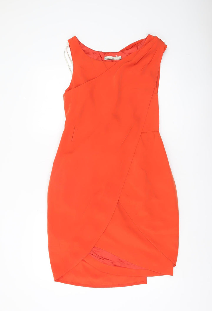 Karen Millen Women’s Orange Sleeveless Wrap Dress Size 10