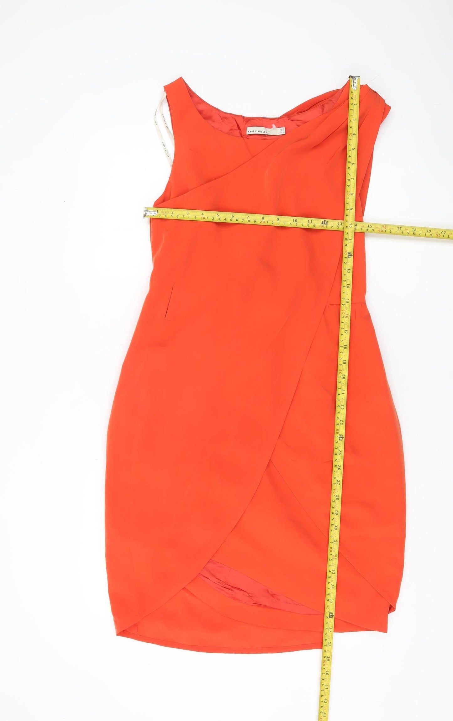 Karen Millen Women’s Orange Sleeveless Wrap Dress Size 10