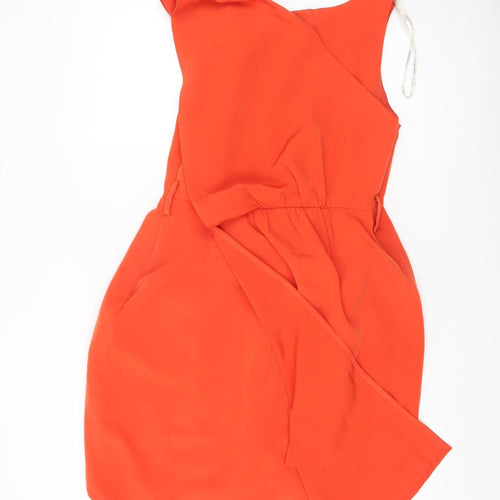 Karen Millen Women’s Orange Sleeveless Wrap Dress Size 10