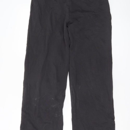 Zara Women Black Cotton Relaxed Fit Straight Trousers Size S