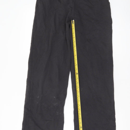 Zara Women Black Cotton Relaxed Fit Straight Trousers Size S