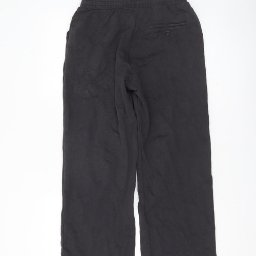 Zara Women Black Cotton Relaxed Fit Straight Trousers Size S