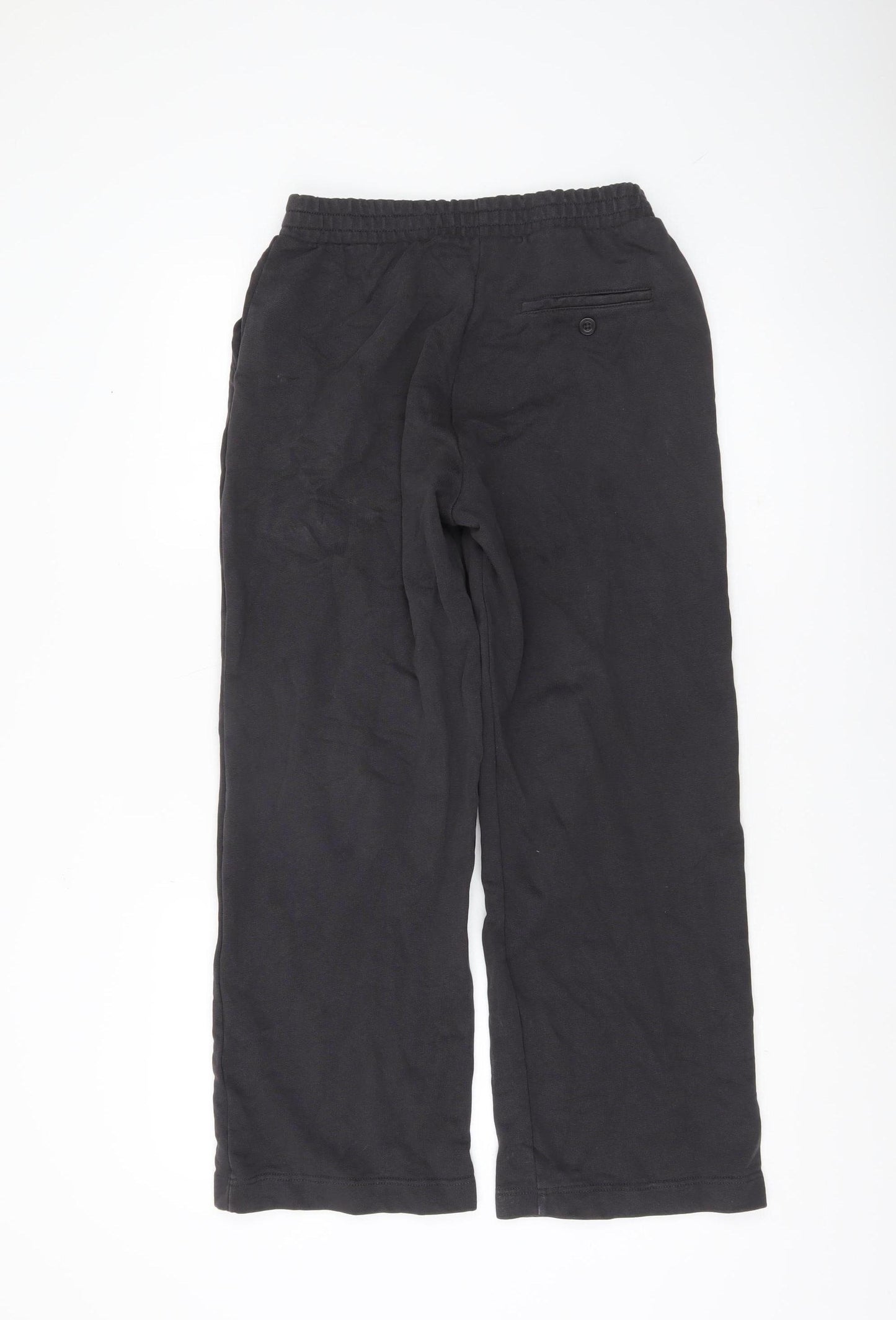 Zara Women Black Cotton Relaxed Fit Straight Trousers Size S