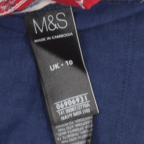 Marks and Spencer Women’s Blue Size 10 Cotton Tunic Blouse