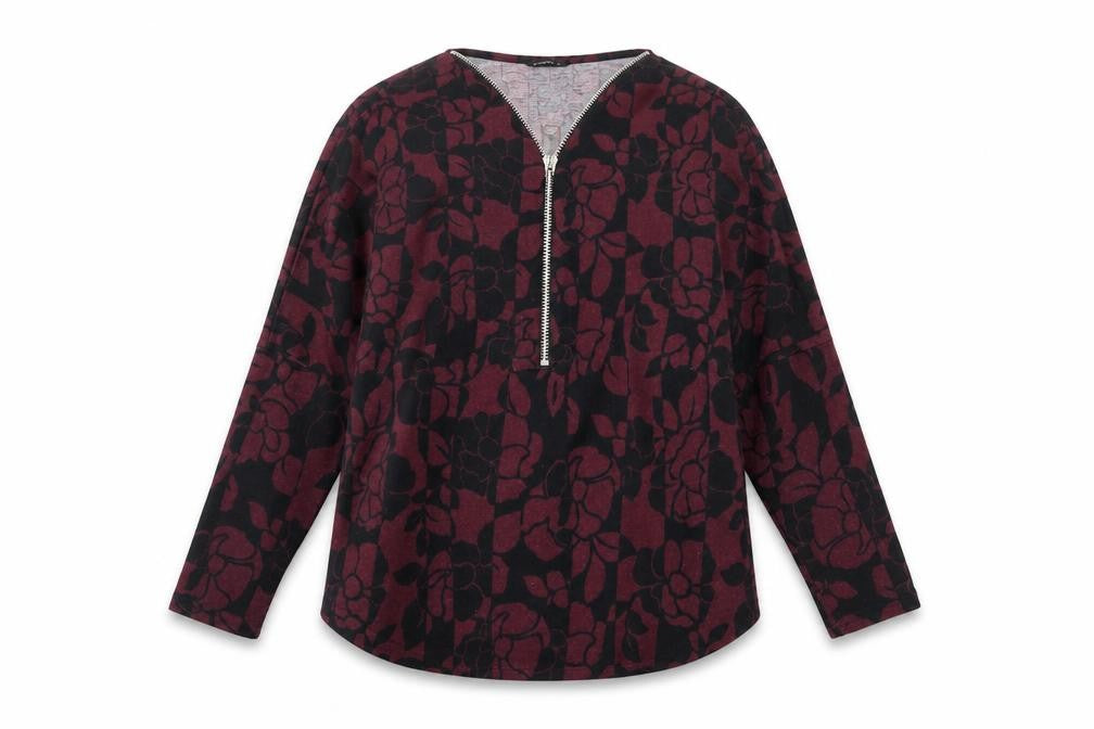 Roman Womens Purple Floral Full Zip Jumper Size 10 V-Neck Long Sleeve
