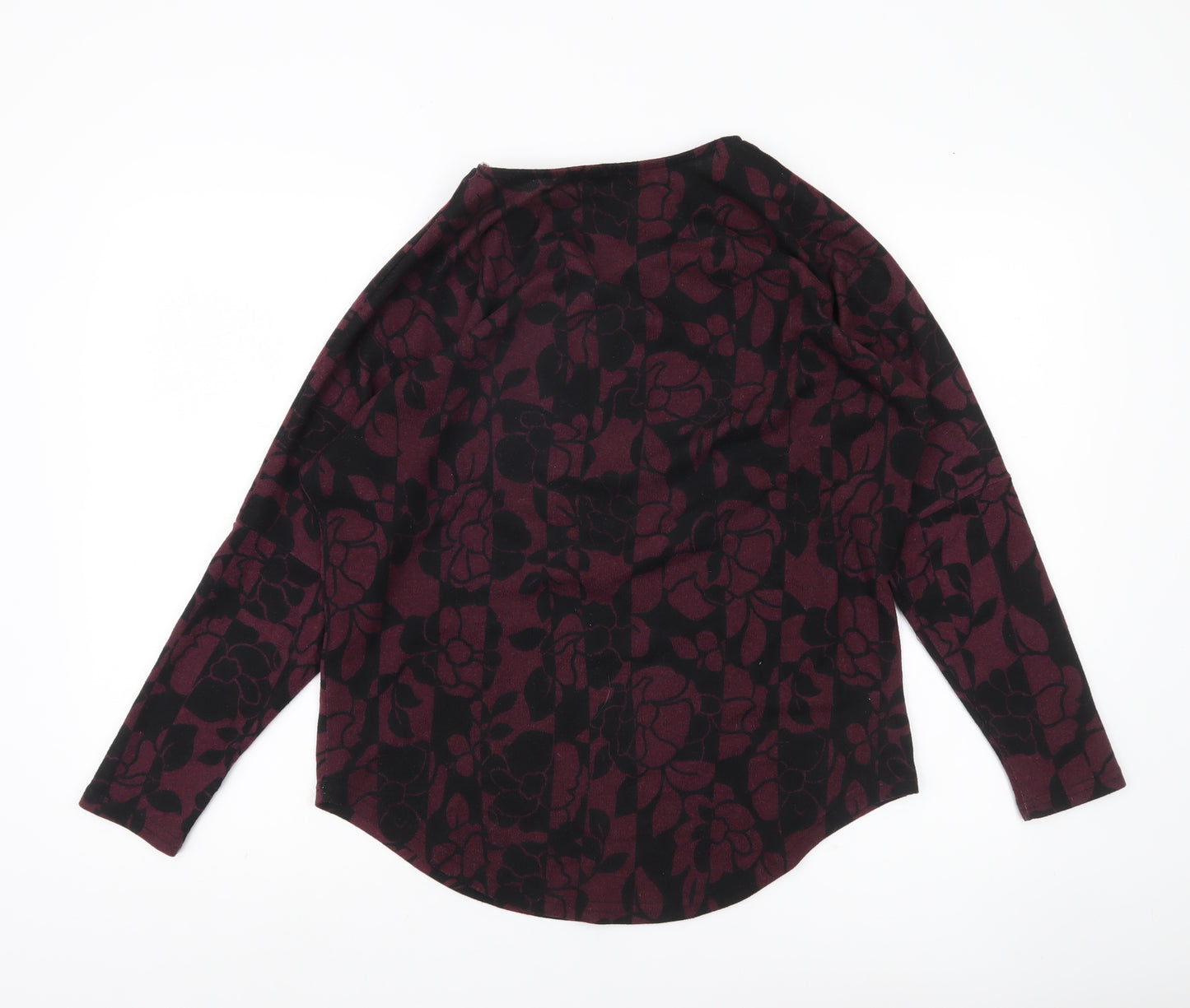 Roman Womens Purple Floral Full Zip Jumper Size 10 V-Neck Long Sleeve