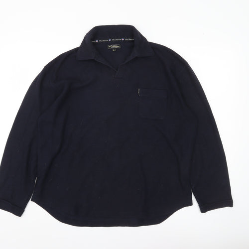 Ben Sherman Men’s Blue Collared Pullover Knit Jumper Size M