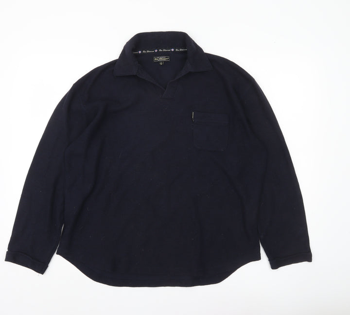 Ben Sherman Men’s Blue Collared Pullover Knit Jumper Size M