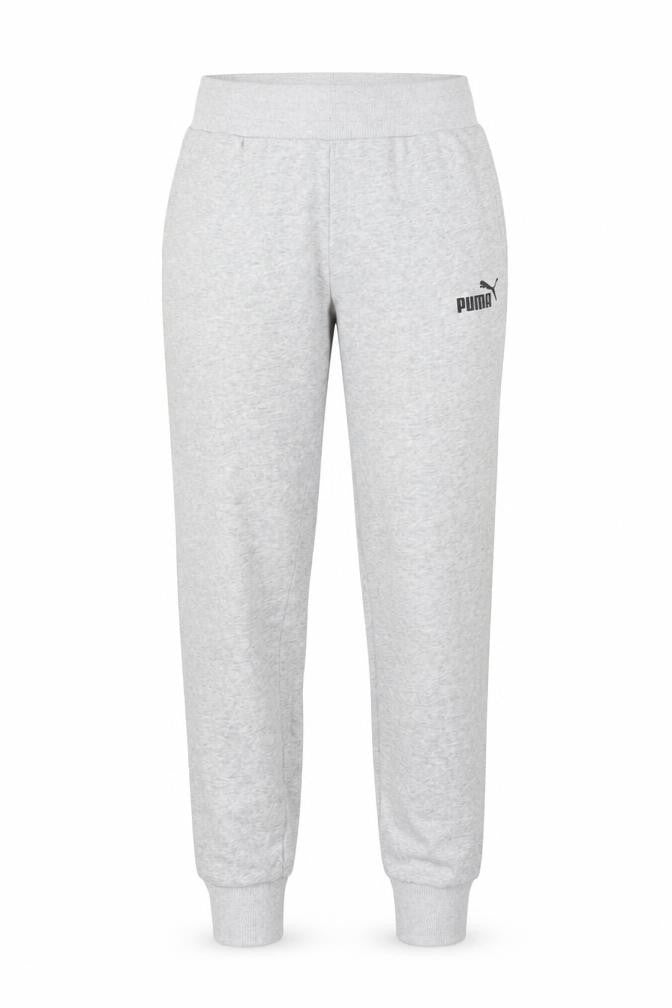 Front view of Puma women’s grey jogger sweatpants, size UK 8, cotton blend