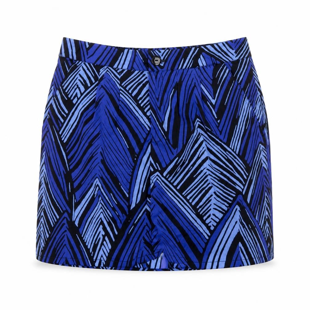 Front view of Gap Women’s Blue Geometric Short Skirt, size UK 10, Polyester