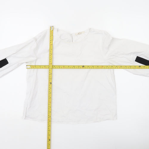 Esprit Women White Blouse Long Sleeve Round Neck Size S