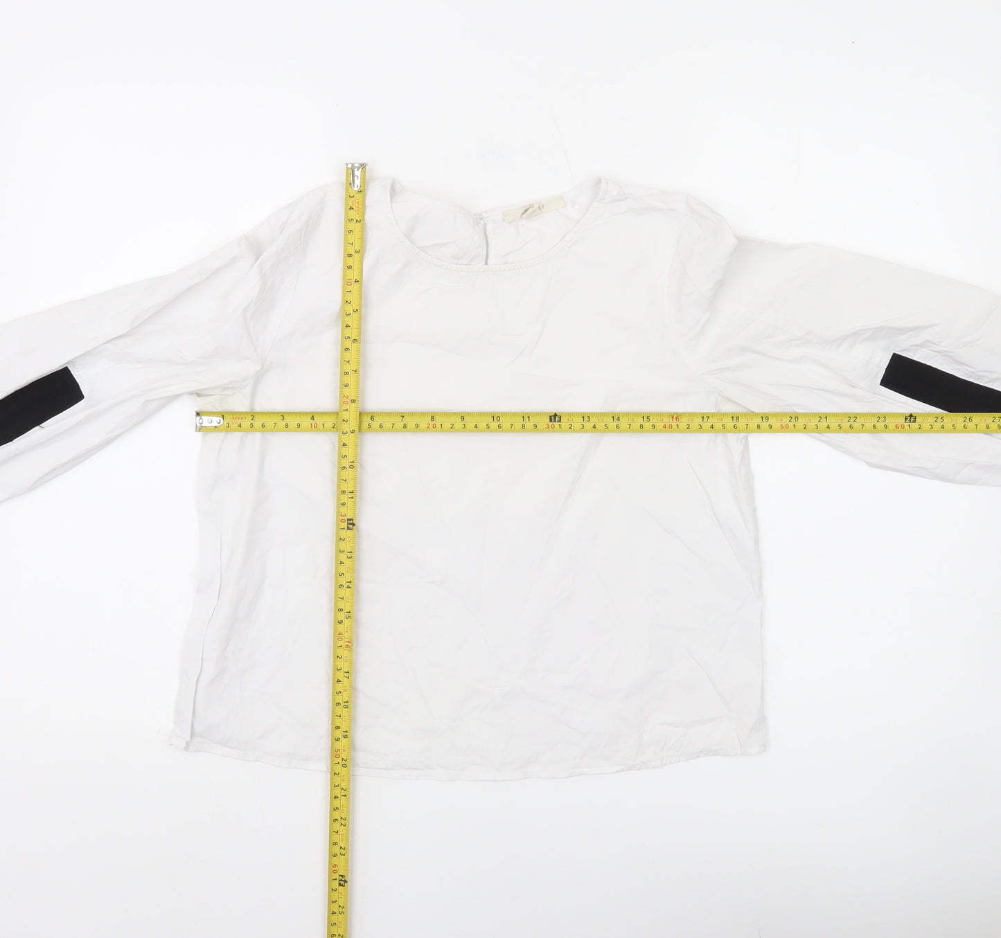 Esprit Women White Blouse Long Sleeve Round Neck Size S