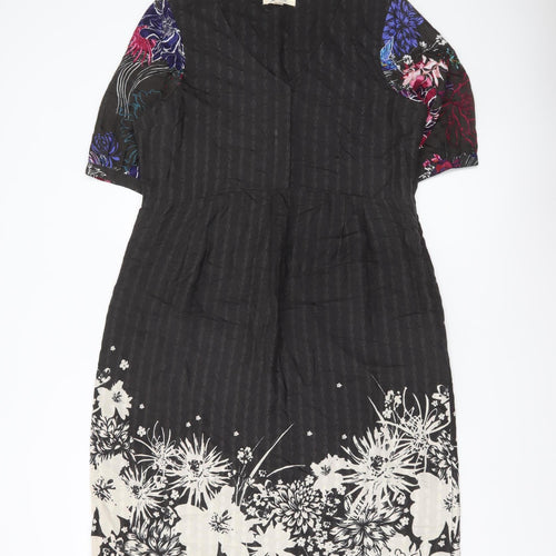 White Stuff Women’s Black Floral Shift Dress Size 14 Viscose