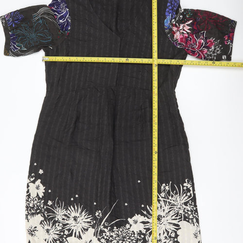 White Stuff Women’s Black Floral Shift Dress Size 14 Viscose
