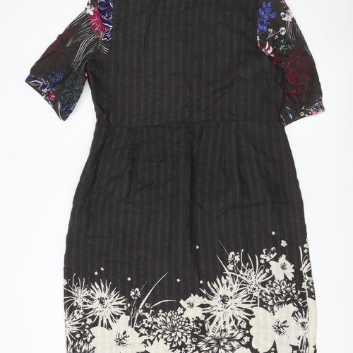 White Stuff Women’s Black Floral Shift Dress Size 14 Viscose
