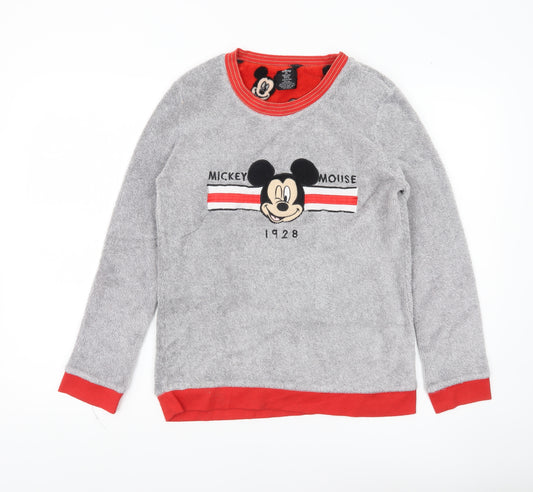 Disney Women’s Grey Mickey Mouse Fleece Pyjama Top Size 10-12