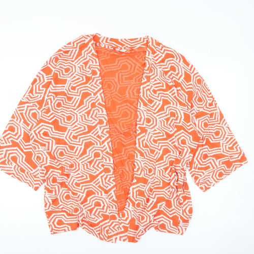 Next Women Orange Geometric Cover Up Size 14 Viscose Blend