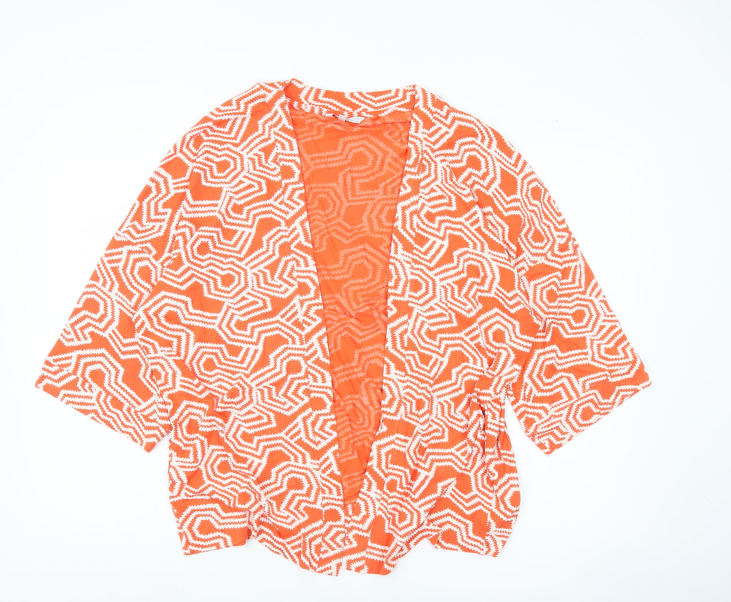 Next Women Orange Geometric Cover Up Size 14 Viscose Blend