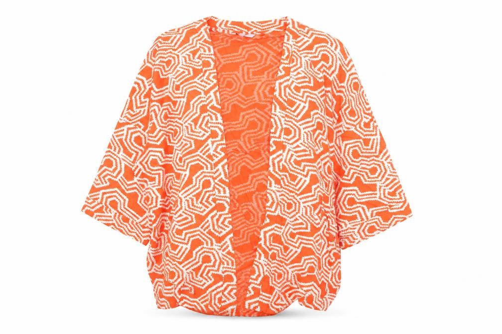 Front view of Next Women Orange Geometric Cover Up, size 14, Viscose Blend