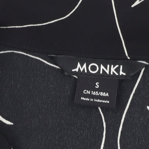 Monki Women’s Black Blazer Jacket S Art Print Mid-Length Lightweight