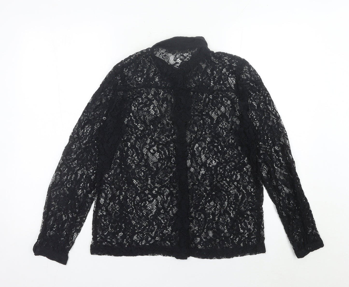 Zara Women’s Black Lace Collared Long Sleeve Blouse Size 12