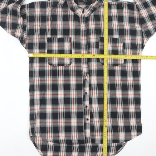 Next Womens Black Plaid Flannel Button-Up Shirt Size 10