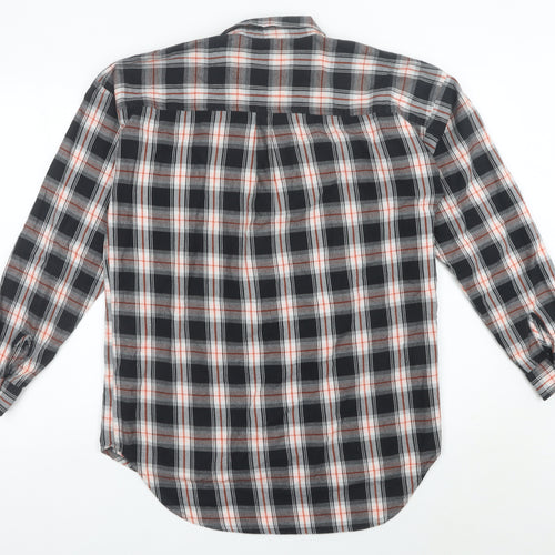 Next Womens Black Plaid Flannel Button-Up Shirt Size 10