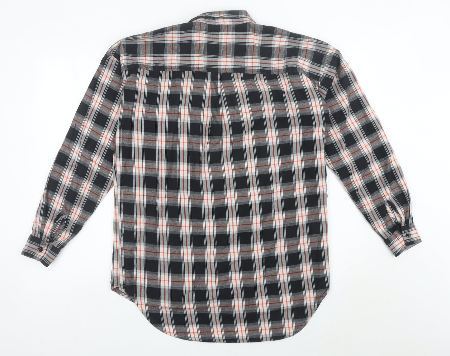 Next Womens Black Plaid Flannel Button-Up Shirt Size 10