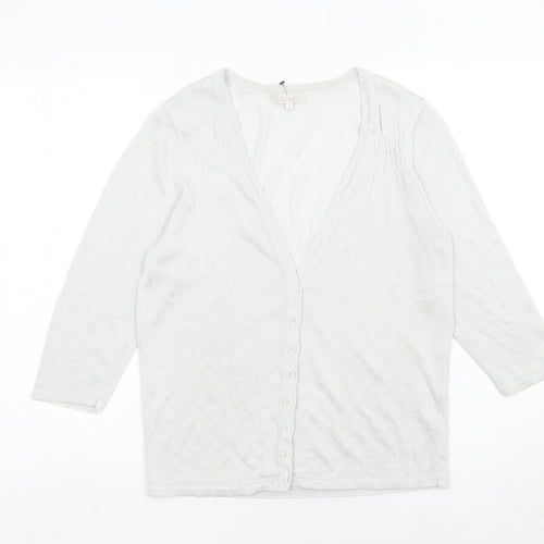 Lakeland Womens Silver Cardigan Size 14 Viscose Blend 3/4 Sleeve