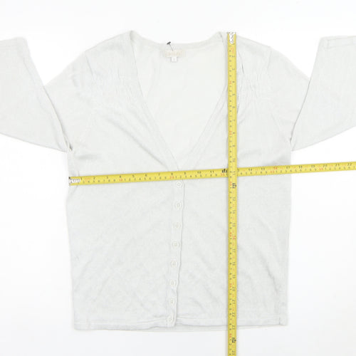 Lakeland Womens Silver Cardigan Size 14 Viscose Blend 3/4 Sleeve