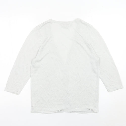 Lakeland Womens Silver Cardigan Size 14 Viscose Blend 3/4 Sleeve