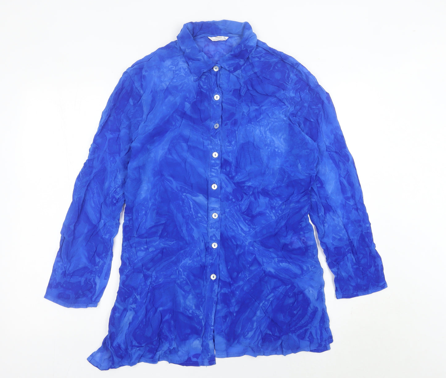Marks and Spencer Women’s Blue Viscose Button-Up Shirt UK 14