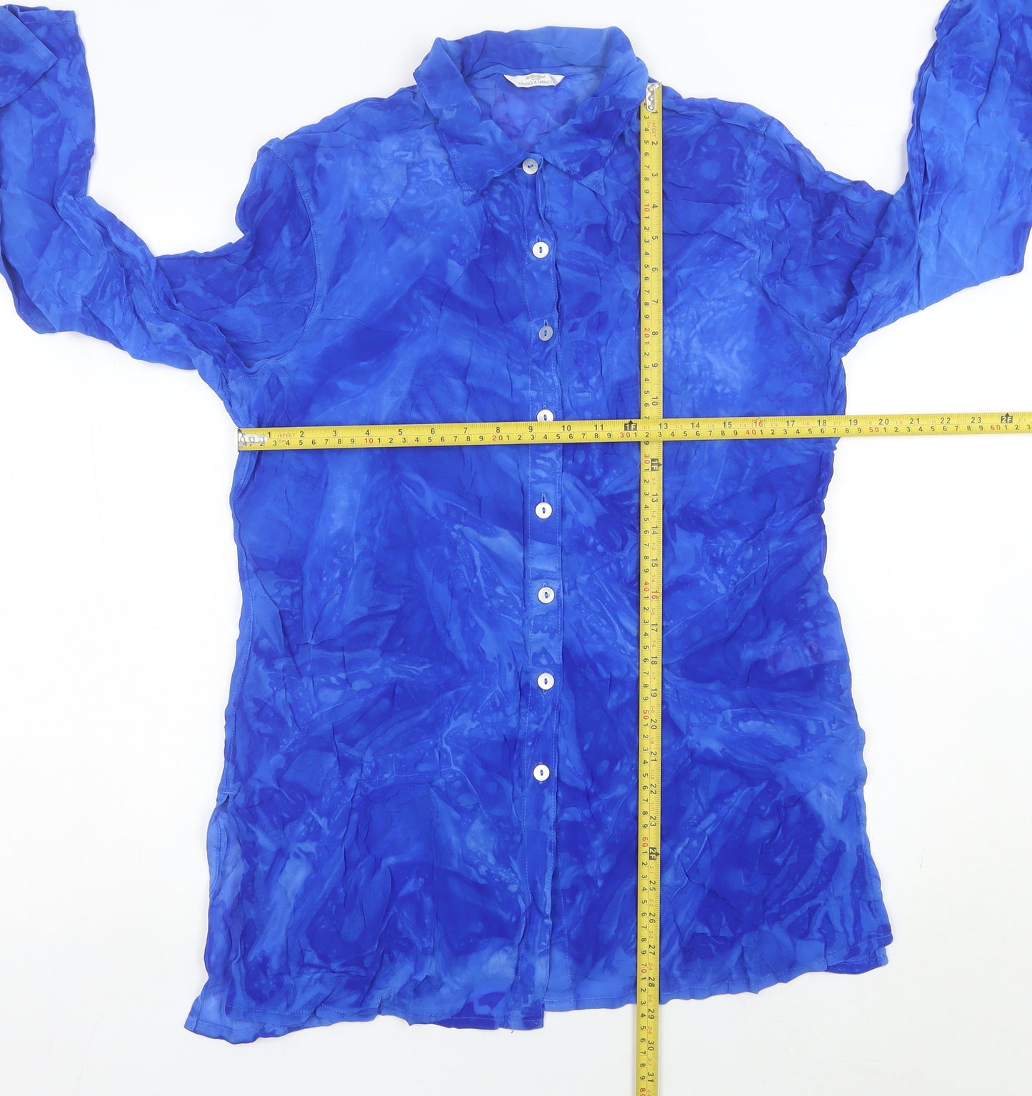 Marks and Spencer Women’s Blue Viscose Button-Up Shirt UK 14