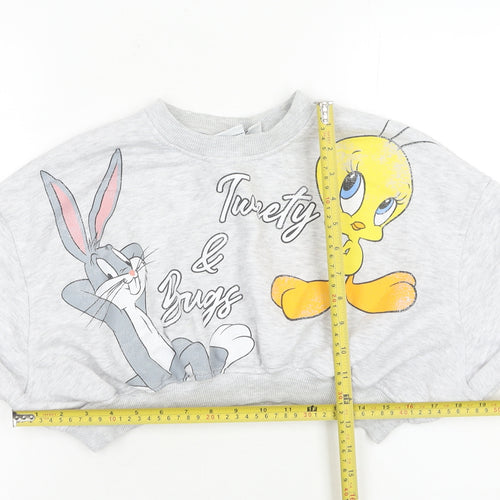 Primark Womens Grey XS Crop Sweatshirt Tweety & Bugs Warner Bros