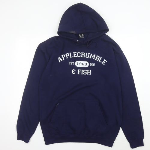 TeePublic Men’s Blue Pullover Hoodie L Logo Graphic Cotton Blend